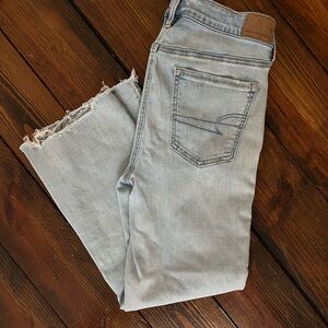 American Eagle Next Level high-waisted kick bootcut cropped Jeans- light blue
